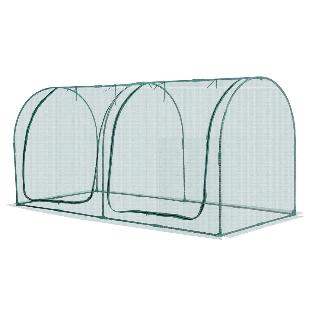 Crop Cage, 8.1 x 3.9 x 3.9 ft Plant Protection Tent with Zippered Door, Wind-Resistant Tall Crop Cage, Easy to Install, Outdoor Raised Bed Cover with Frame, Plant Netting for Garden Patio Lawn