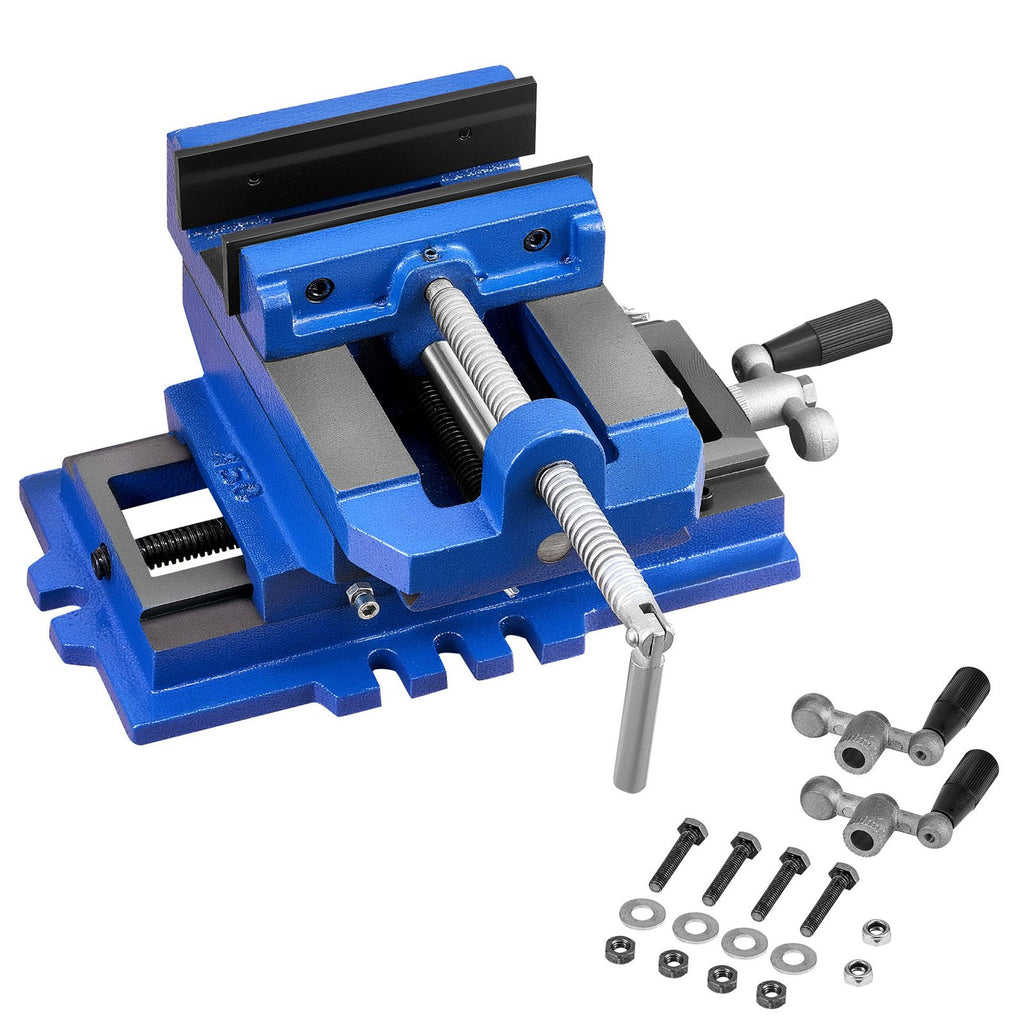 Cross Slide Drill Press Vise, 4 Inch Jaw Width, 2 Way X-Y Axis Bench Vise, 3.5 Inch Max Jaw Opening, Heavy Duty Cast Iron, Workbench Vice Clamp, for Woodworking Drilling CNC Milling Machine
