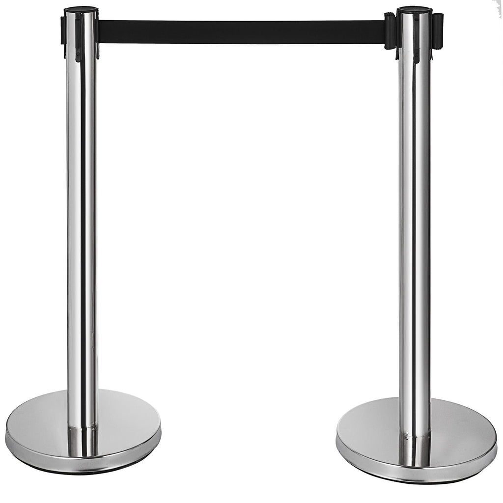 Crowd Control Stanchion, 6-Pack Crowd Control Barrier, Carbon Steel Baking Painted Stanchion Queue Post with 6.6FT Retractable Belt & Fillable Base, Belt Barrier Line Divider, Easy Assembly