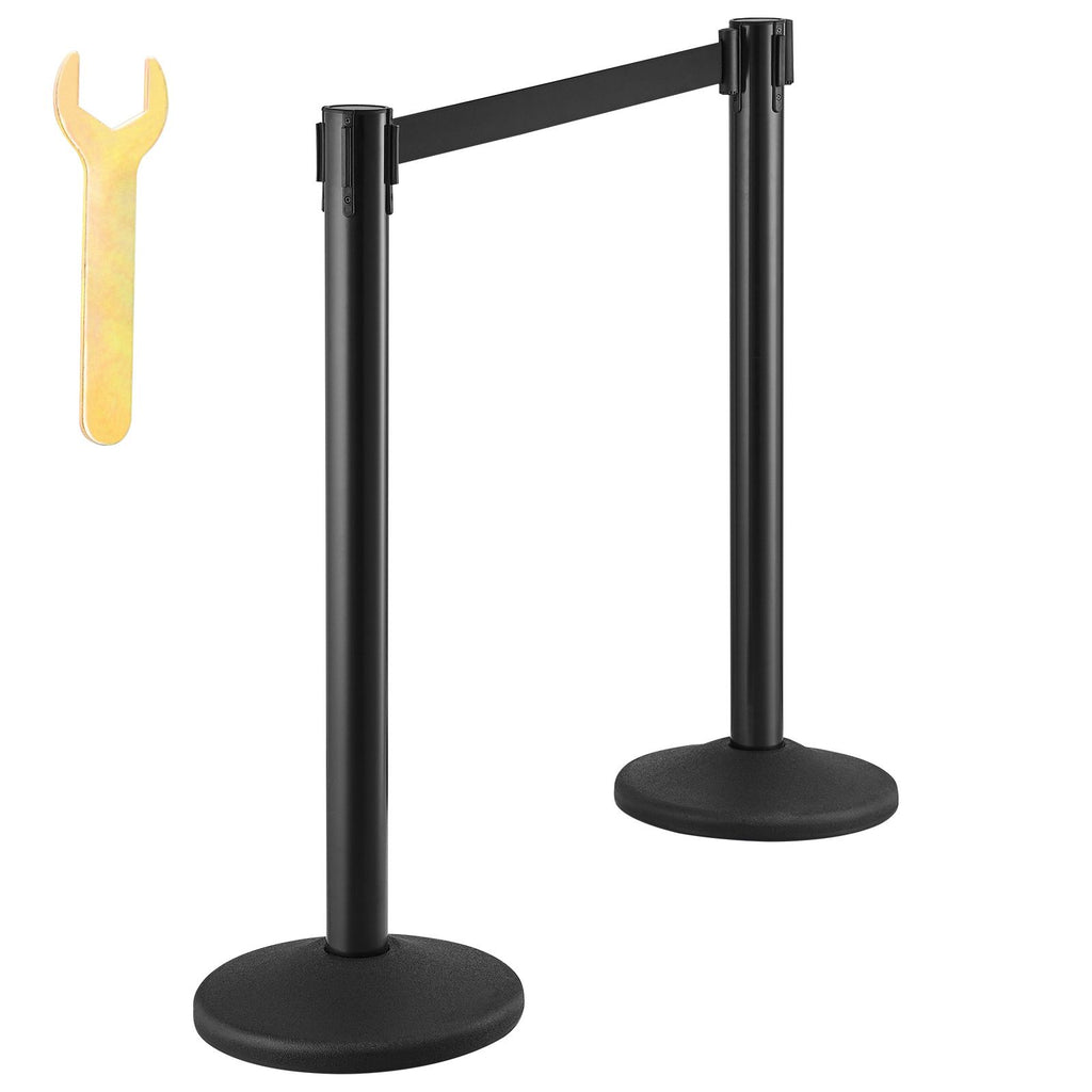 Crowd Control Stanchions, 8-Pack Crowd Control Barriers with 4PCS 6.5FT Black Retractable Belts, Plastic Stanchion Queue Post, Belt Barriers Line Divider Stanchion Set for Airport, Exhibition