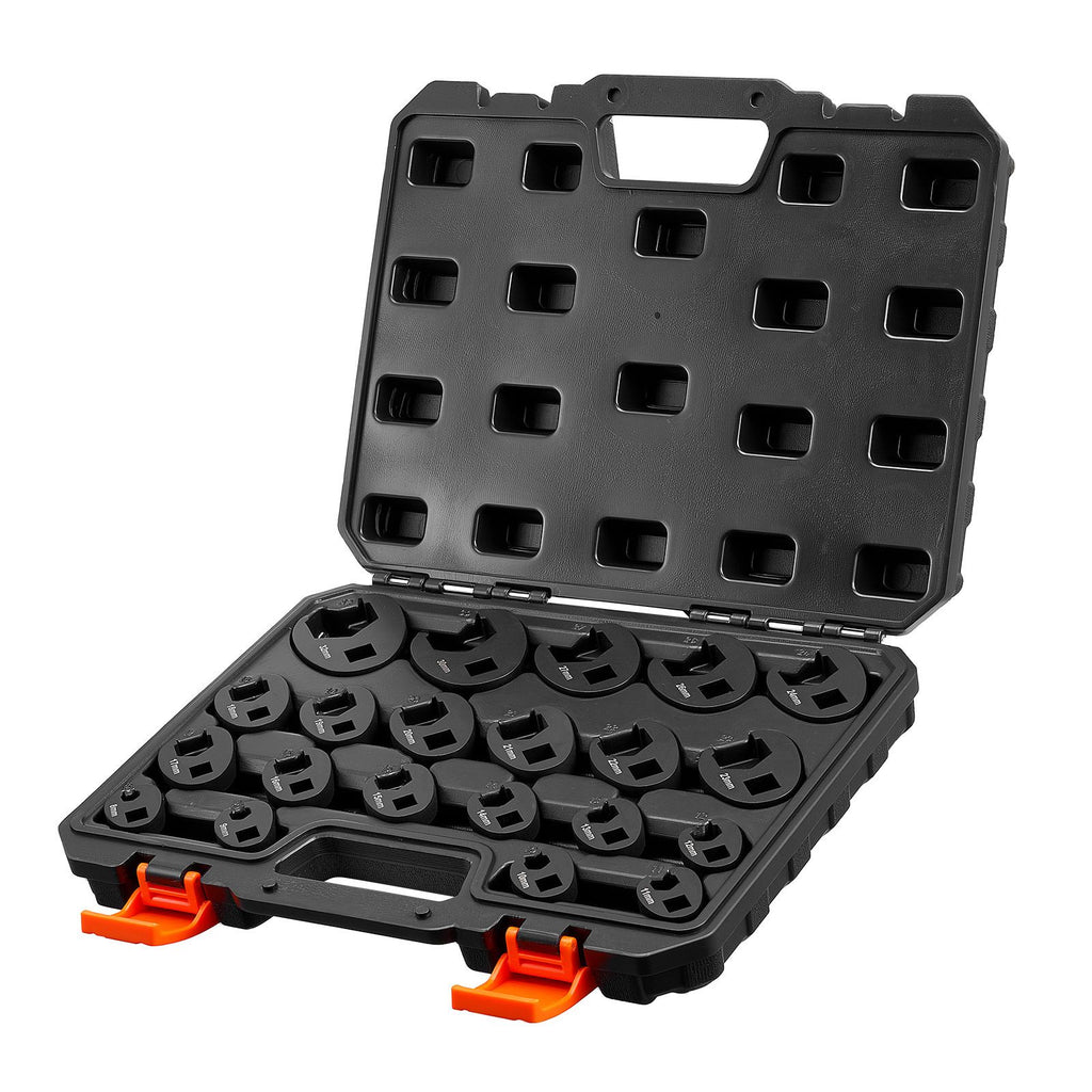 Crowfoot Wrench Set, 1/2" and 3/8" Drive, 21-Piece Metric Dual-Drive Flare Nut Crows Foot Wrenches, with Storage Case, Dual Size Markings on Tools and Case, for Maintenance