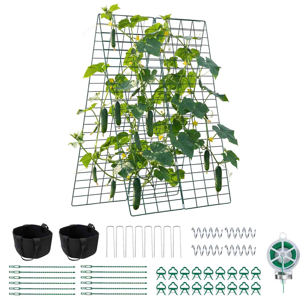 Cucumber Trellis 4 Pack, A-Frame Garden Trellises for Raised Bed, Metal Rustproof Coating Plant Support for Vine, Climbing Plants, Peas, Beans, Zucchini, Tomato, Flower (46.06 x 16.93 in x 4PCS)