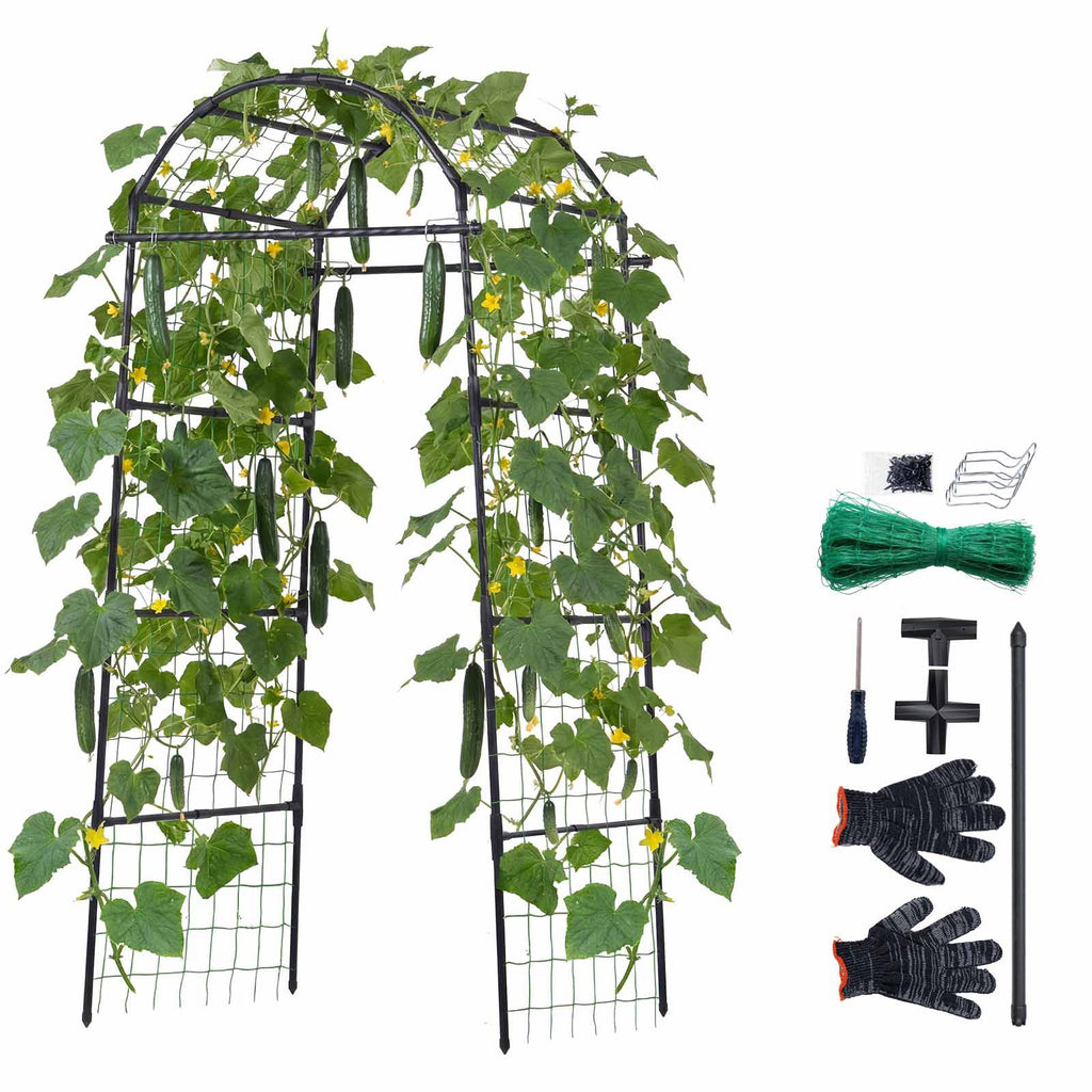 Cucumber Trellis, U-Shape Garden Trellises for Raised Bed, Metal Arch Plant Support for Vine, Climbing Plants Outdoor, Peas, Beans, Zucchini, Tomato, Squash, Flower (32.01 x 31.5 x 80.71 in)