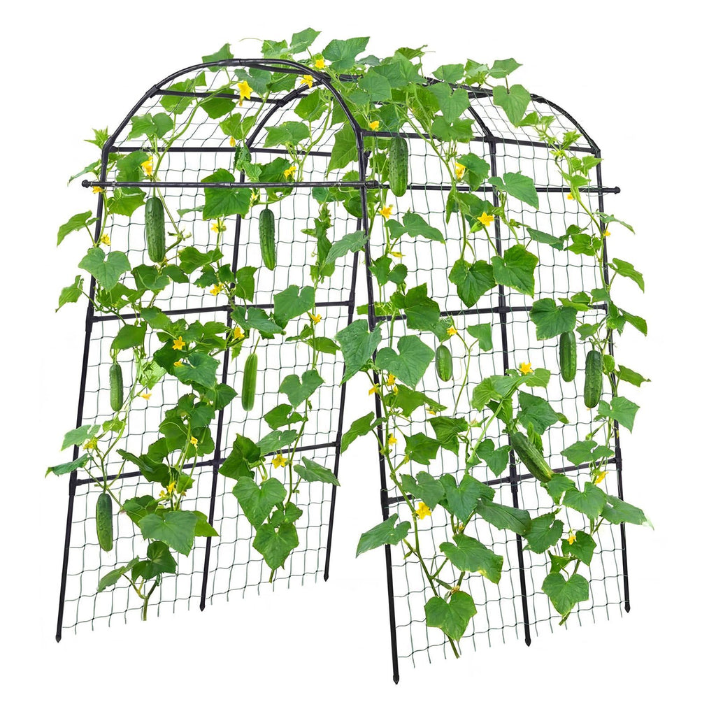 Cucumber Trellis, U-Shape Garden Trellises for Raised Bed, Metal Arch Plant Support for Vine, Climbing Plants Outdoor, Peas, Beans, Zucchini, Tomato, Squash, Flower (70.87 x 44.09 x 82.99 in)