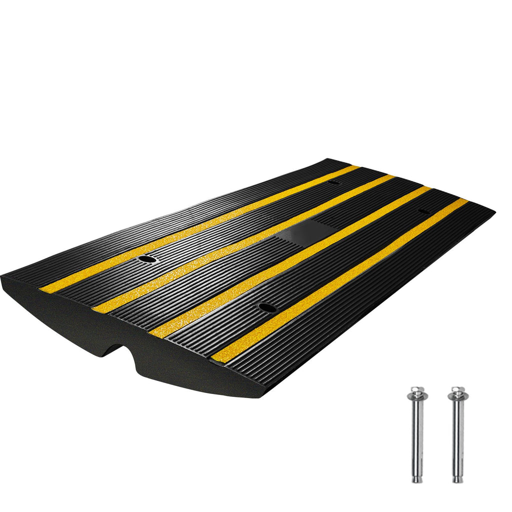 Curb Ramp, 2.6" Rise Rubber Driveway Ramps, Heavy Duty 33069 lbs Weight Capacity Threshold Ramp, Curbside Bridge Ramps for Loading Dock Garage Sidewalk, Expandable Full Ramp Set