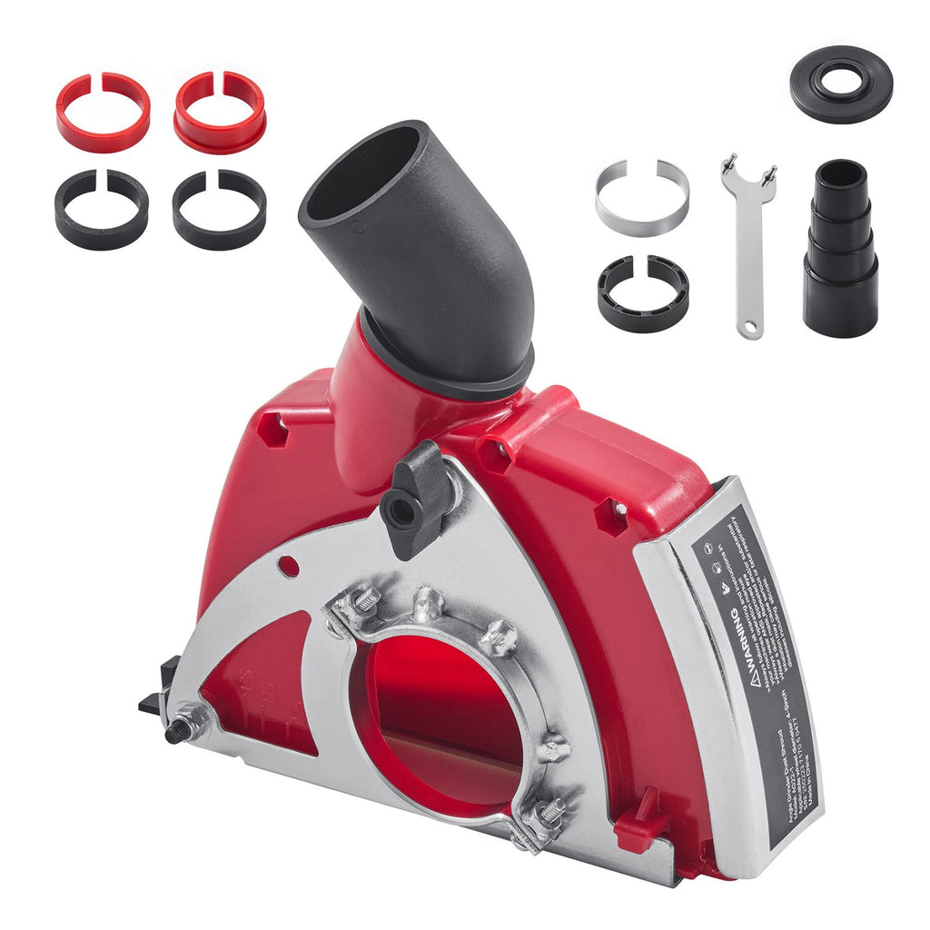 Cutting Dust Shroud for Angle Grinders, Universal 4-5 in Angle Grinder Dust Shroud with 6 Clamping Washers, Adjustable Cutting Depth, Connect to Vacuum Cleaner, for Wood Concrete Wall Stone