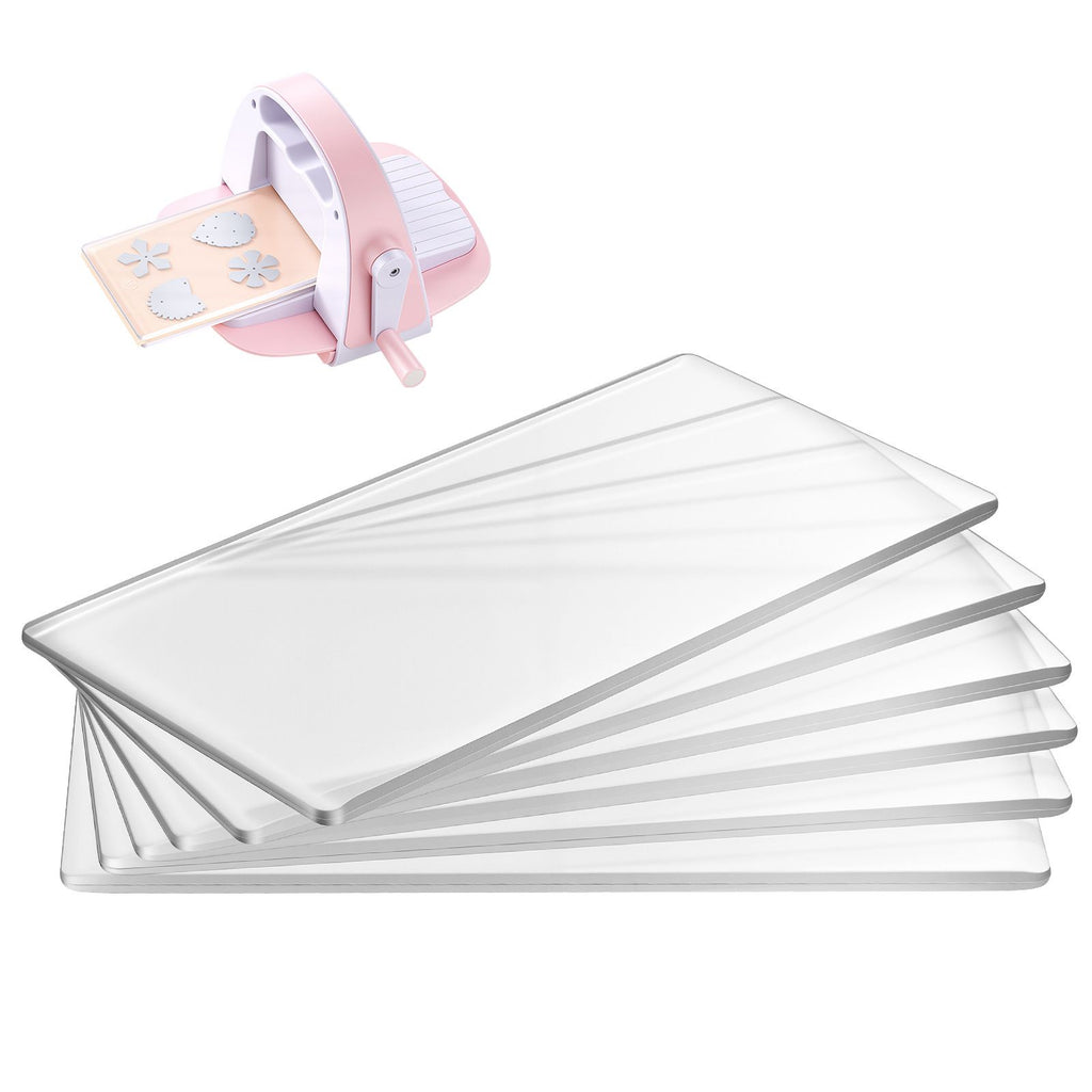 Cutting Plates, 6 Pcs, 6.69 x 3.15 x 0.1 in, Clear Polycarbonate Material, Die Cut Pads Compatible with Die Cutting and Embossing Machine KM-1830, for Scrapbooking and Card Making