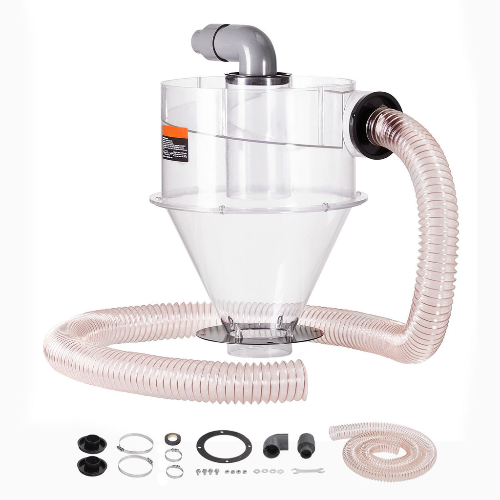 Cyclone Dust Separator, 4" Retrofit Cyclone Separator for Dust Collectors, ABS Dust Deputy With 2" Hole O.D. Connector & Hose for Wet/Dry Shop Vacuums, Fits 5-10 Gallon Tank (Tank Exclude)