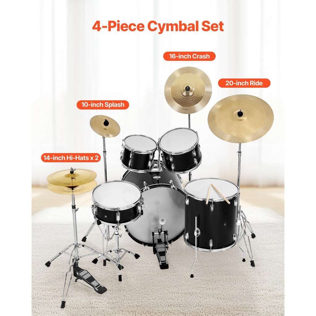 Cymbal Pack, 4 Pieces Cymbals for Drum Set, Alloy Cymbals Drum Set Includes 14-inch Hi-Hats, 16-inch Crash, 20-inch Ride, 10-inch Splash, Drumsticks & Cymbal Bag, Alloy Cymbal Pack for Drummer image 2