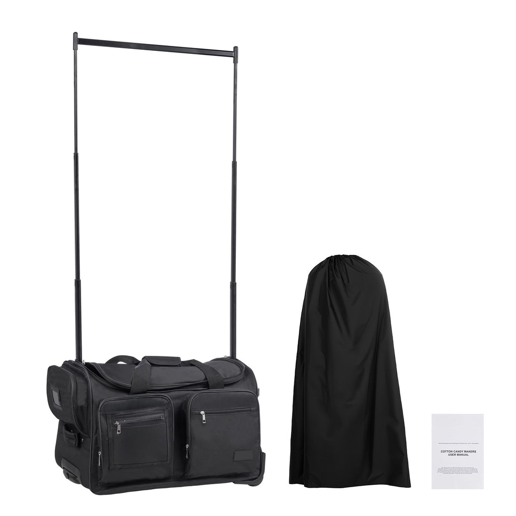 Dance Bag with Garment Rack, 23 Inch Rolling Dance Duffel, with Wheels, USB Port, Height Adjustable Clothes Rack, Privacy Protection Curtain, Ideal for Travel and Competitions, Matte Black