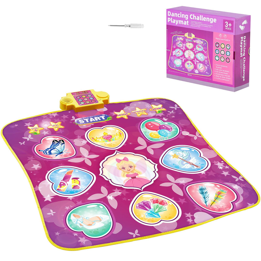 Dance Mat, 9-Button Dance Mixer Rhythm Step Play Mat, Electronic Dance Pad with 3 Game Modes, Adjustable Volume, Built-in Music, 8 Challenge Levels, Birthday Toys Gifts for 3+ Year Old Girls