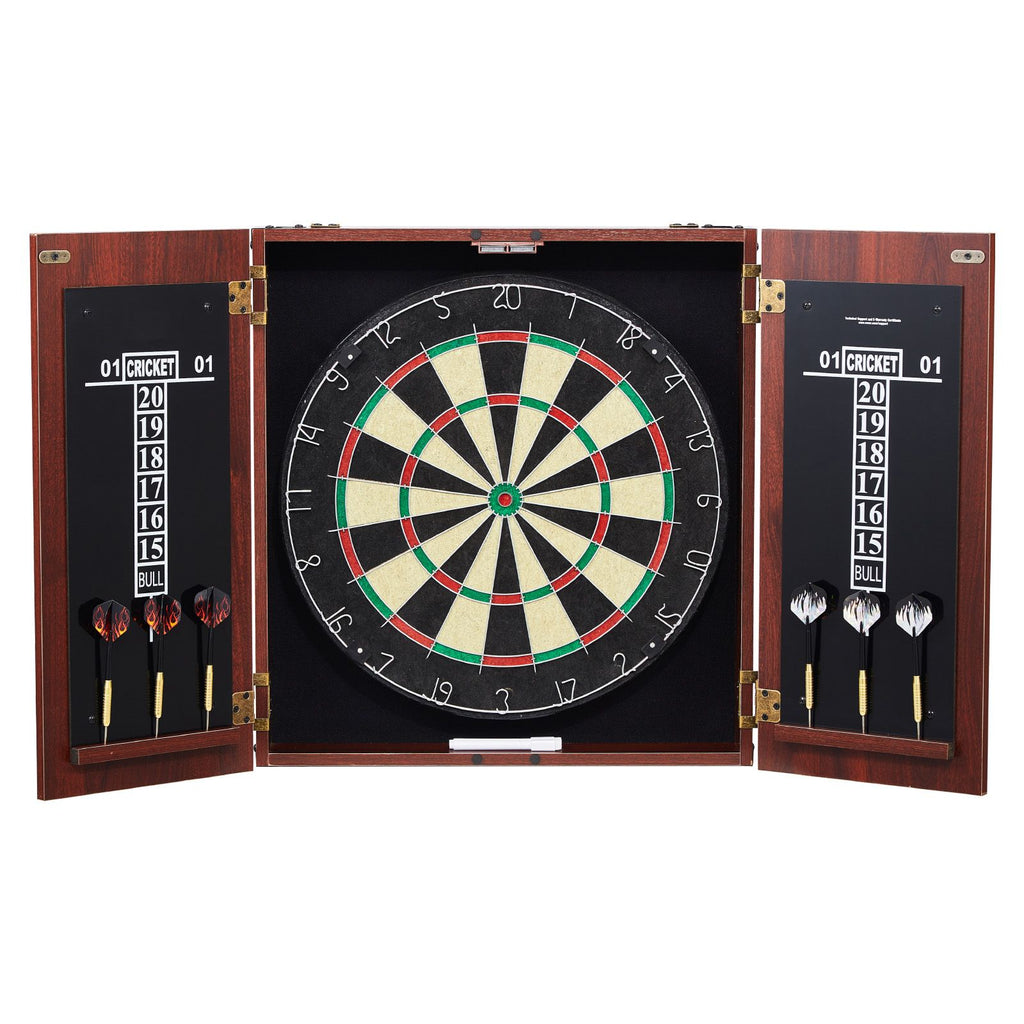 Dartboard and Cabinet Set, Ready-to-Play Bundle Official Size Dartboard Cabinet, Steel Tip Dart Hideaway Cabinet, Features Easy Assembly, Complete with All Accessories, Perfect for Cricket Games