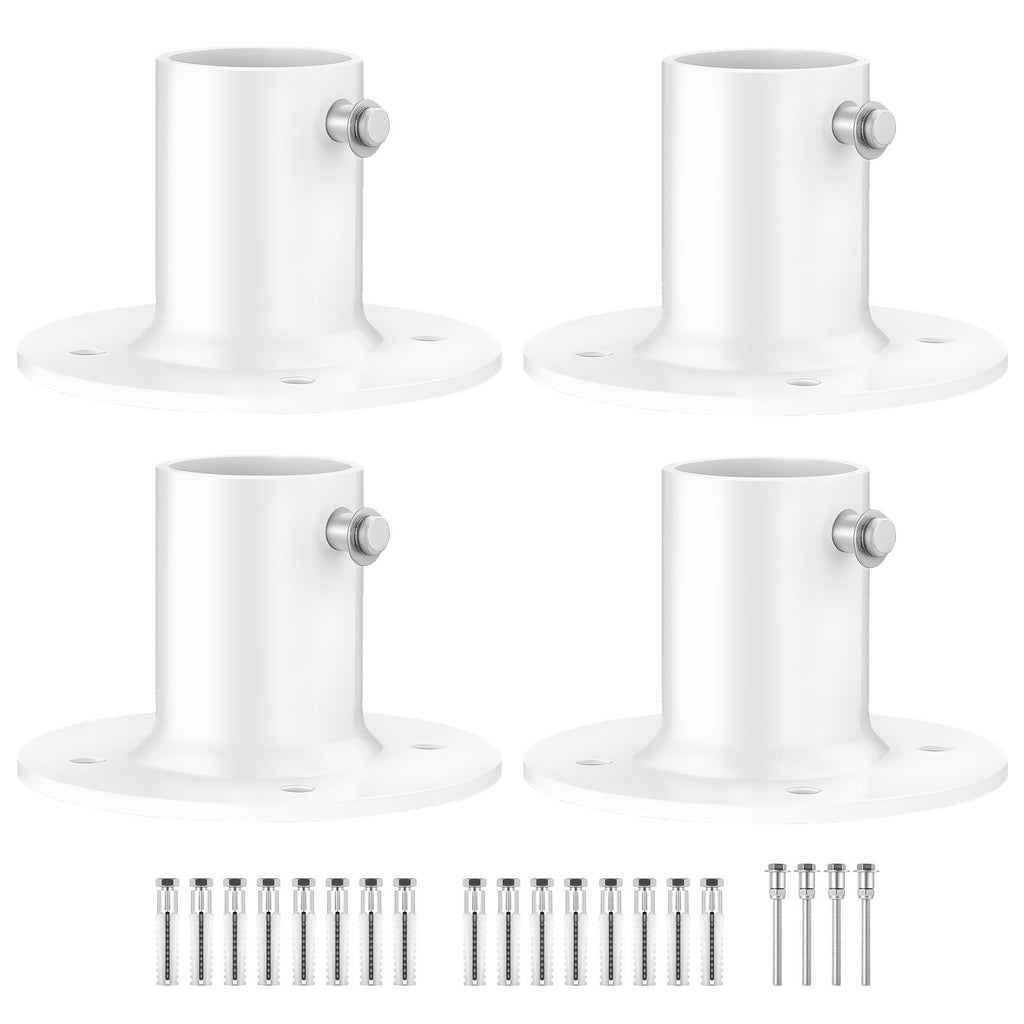 Deck Anchor Flange 4 Pack, 1-7/8 in Pool Ladder Deck Mount, Handrail Anchor with Stainless Steel Mounting Hardware, Premium Aluminum Alloy Flange for Inground Swimming Pool Ladder, White