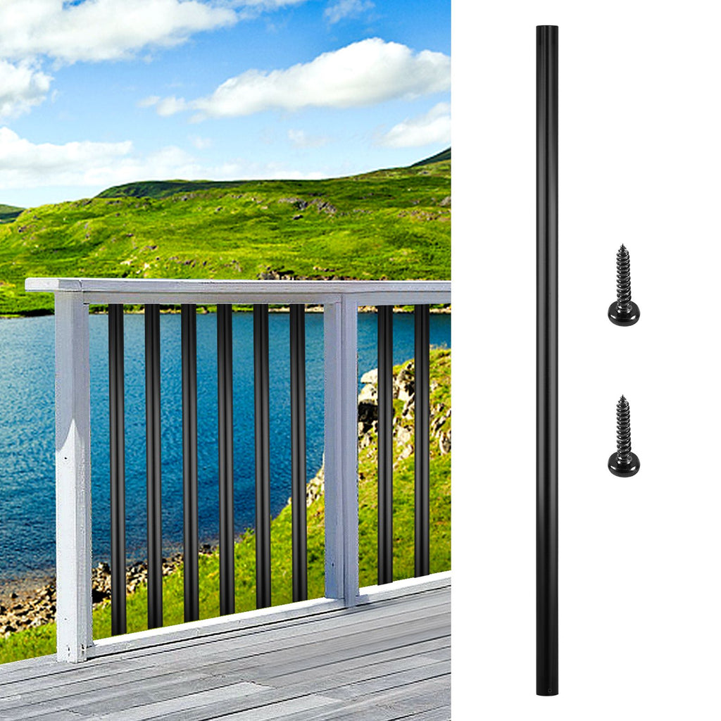 Deck Balusters, 51 Pack Metal Deck Spindles, 26\"x0.75\" Staircase Baluster with Screws, Aluminum Alloy Deck Railing for Wood and Composite Deck, Circle Baluster for Outdoor Stair Deck Porch image 2