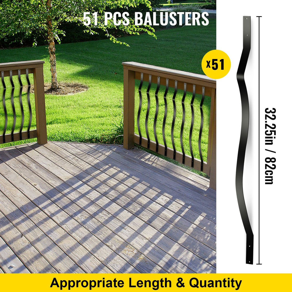 Deck Balusters, 51 Pack Metal Deck Spindles, 32.25\