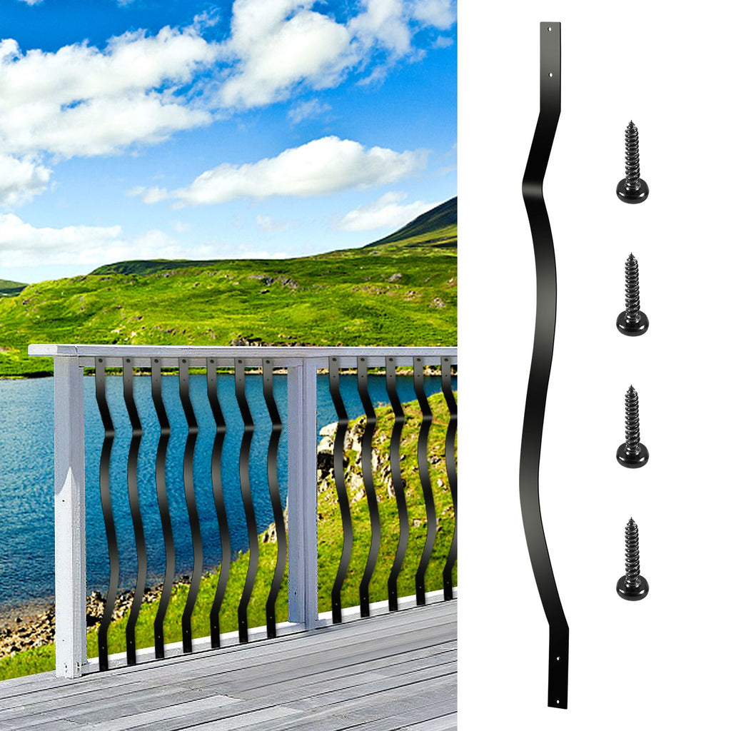 Deck Balusters, 51 Pack Metal Deck Spindles, 32.25\"x1\" Staircase Baluster with Screws, Iron Deck Railing for Wood and Composite Deck, Stylish Baluster for Outdoor Stair Deck Porch