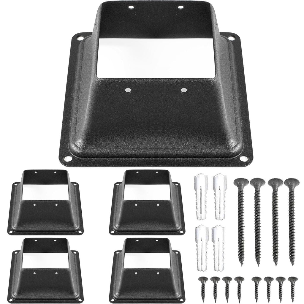 Deck Post Base 5 PCS Post Base Skirt 4x4\" (Actual 3.38x3.38\") Post Support Flange 2.5LBS Deck Post Skirt Black Powder-Coated Decking Post Base with Thick Steel for Deck Supports Porch Railings