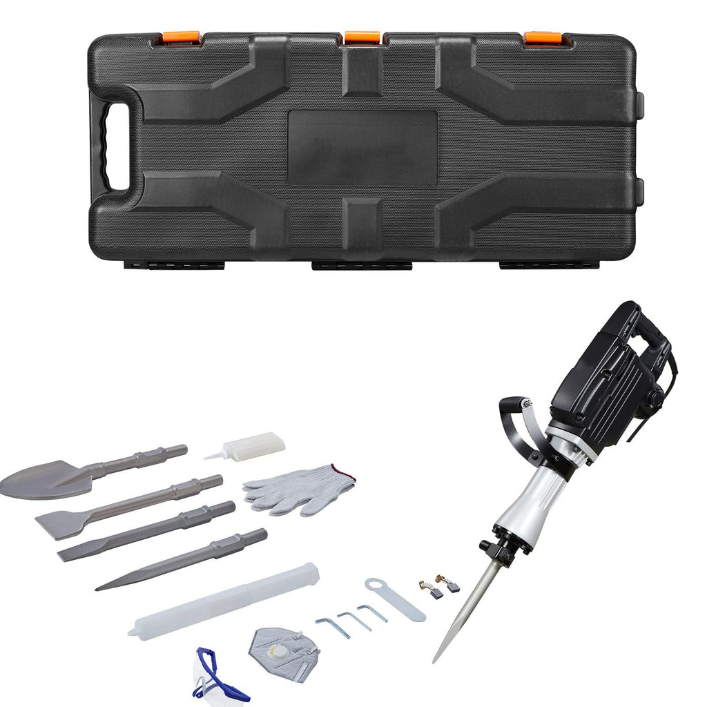 Demolition Jack Hammer, 2800 W Powerful Electric Jackhammer, 1200 BPM Concrete Breaker with 3 Chisels, a Clay Spade, Carrying Case, Gloves, for Concrete, Wall, Brick, Tile and Foundation