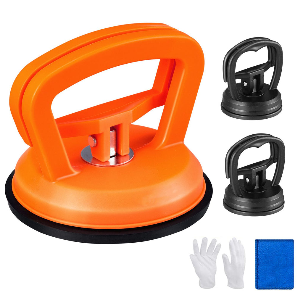 Dent Removal Kit, 3 Packs Suction Cups, Dent Puller Handle Lifter with Gloves and Cloth, Paintless Car Dent Puller Remover for Car Dent Repair, Glass, Tiles, Mirror Lifting and Moving