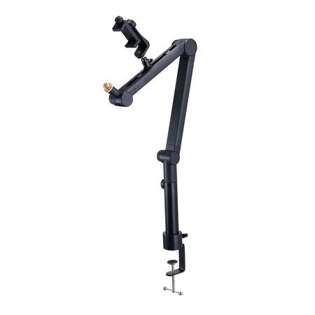 Desk-Mounted Microphone Arm, Flexible 360° Rotation, Adjustable Stand with Universal 3/8" to 5/8" Adapter and Headphone Holder, Compatible with Blue Yeti, Hyperx Quadcast, and More