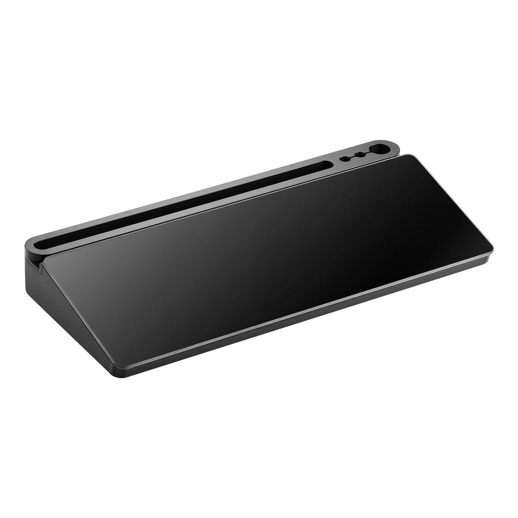 Desktop Glass Dry Erase Board 15.8 x 7.1 x 1.9 in Desk Whiteboard, Compartment Storage, Non-Slip Bottom, Ergonomic Angled Design, Desktop Organizer for Office, Home, School Supplies, Black