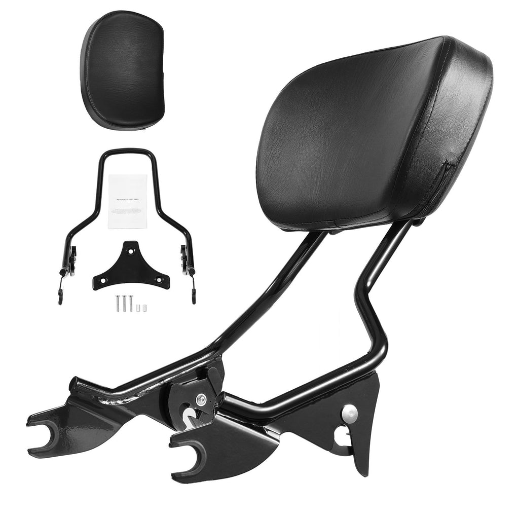Detachable Motorcycle Passenger Backrest, Compatible with Harley-Davidson Touring, Street Glide, Road Glide, Road King, 16-Inch Height, Black