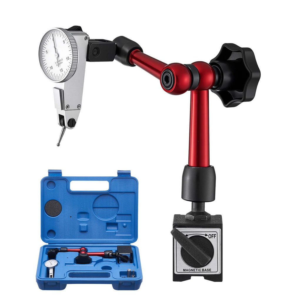 Dial Test Indicator with Universal Magnetic Base and Storage Case, 0.0005 inch Accuracy, 0-0.03 inch Range, Micro Ball Handle for Narrow Area Measurement, Industrial Machining & Inspection