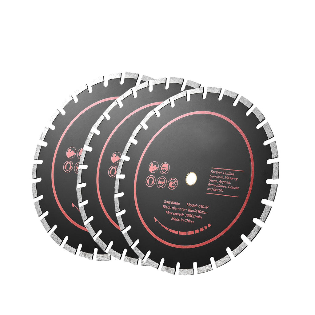 Diamond Blades 9 inch, 3-Pack Concrete Saw Blade Set, 7/8 in Arbor, High-Hardness Diamond Segments, 65Mn Steel Core, Dry Wet Cutting, Clean Edges for Concrete, Masonry, Brick, Stone, Granite