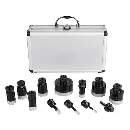 Diamond Core Drill Bit Set, 11 PCS 6/8/10/20/25/28/32/35/45/50/65mm Diamond Hole Saw Kit, with 5/8"-11 Connector and Storage Case, for Dry and Wet, Diamond Drill Bits for Ceramic Tile