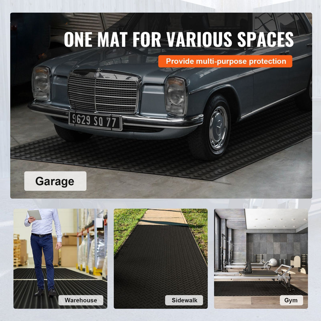 Diamond-Plate Rubber Flooring Roll, 3 mm x 4 ft x 6 ft Garage Floor Mat, SBR Rubber Garage Flooring Roll, Easy to Clean, Diamond Plate Rubber Mat for Under Cars, Garage Industry Gym, Black image 2