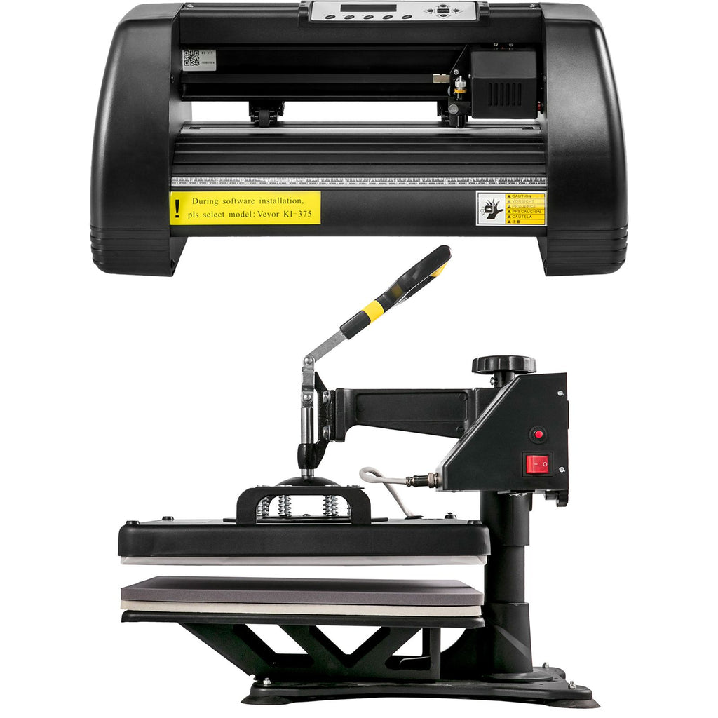 Digital Clamshell 15" X 15" (38 X 38cm) Heat Transfer Press + 14 Inch Vinyl Cutter Machine Kit Software