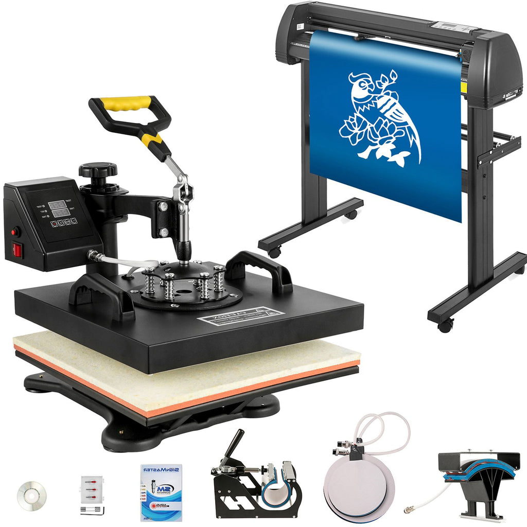 Digital Clamshell 15" X 15" (38 X 38cm) Heat Transfer Press + 28 Inch Vinyl Cutter Machine Kit Software