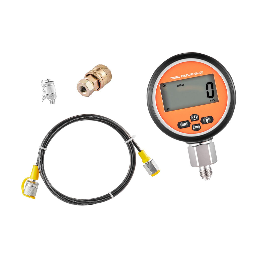 Digital Hydraulic Pressure Test Coupling Kit, 10000 PSI Pressure Gauge Manometer Tester with 1 Gauge, 1 Test Coupling, 1 Quick-Release Coupler, and 1 Hose for Excavator Construction Machinery
