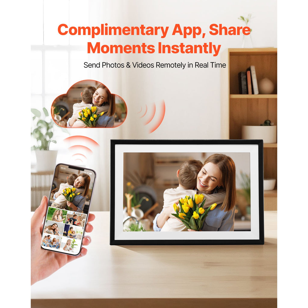 Digital Picture Frame 10.1 Inch, 1280x800 HD IPS Touch Screen Electronic Photo Frame, 32GB Memory, Auto-Rotate Portrait and Landscape, Share Photos/Videos Instantly via App, for Parents Friends image 2