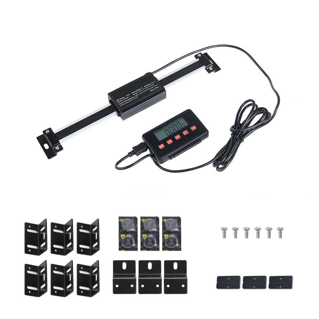 Digital Readout, 6'' & 12'' & 24'', Linear Scale 3 Axis DRO Display Kit with L-Shaped Brackets Z-Shaped Brackets Thickened Plates Screws Button Cells