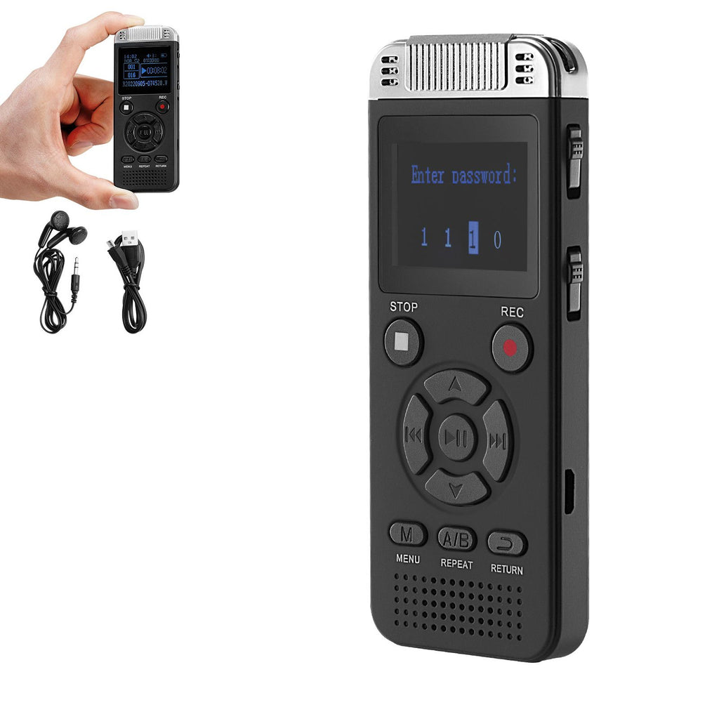 Digital Voice Recorder, 128GB, Voice Activated Recorder with Playback, Audio Recording Device with Password USB, 8730 Hours of Storage 40 Hours of Continuous Recording, for Lectures, Meetings