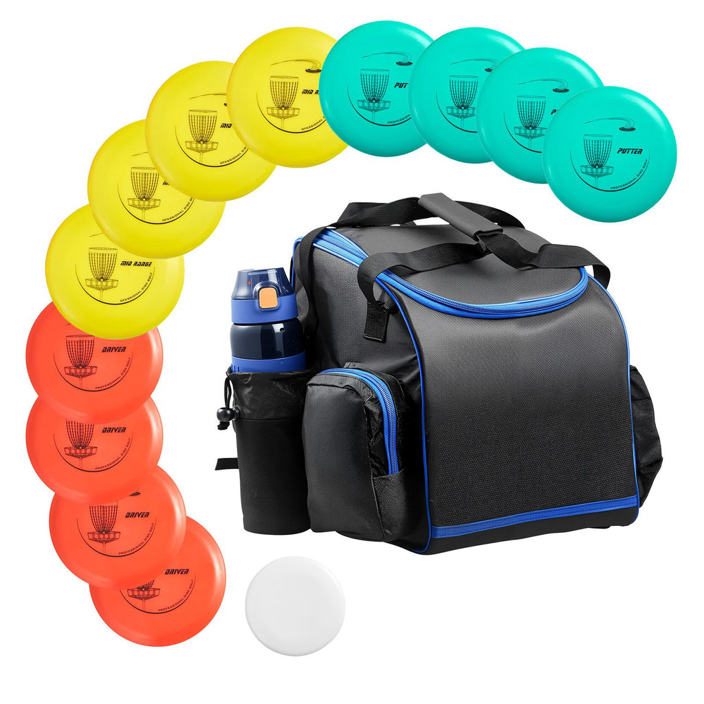 Disc Golf Set, 12 PCS Flying Discs for Beginners, Disc Golf Starter Set, with Putter, Mid-Range, Driver, Including Mini Marker, Portable Backpack, for Outdoor Backyard, Lawn, Beach, and Park