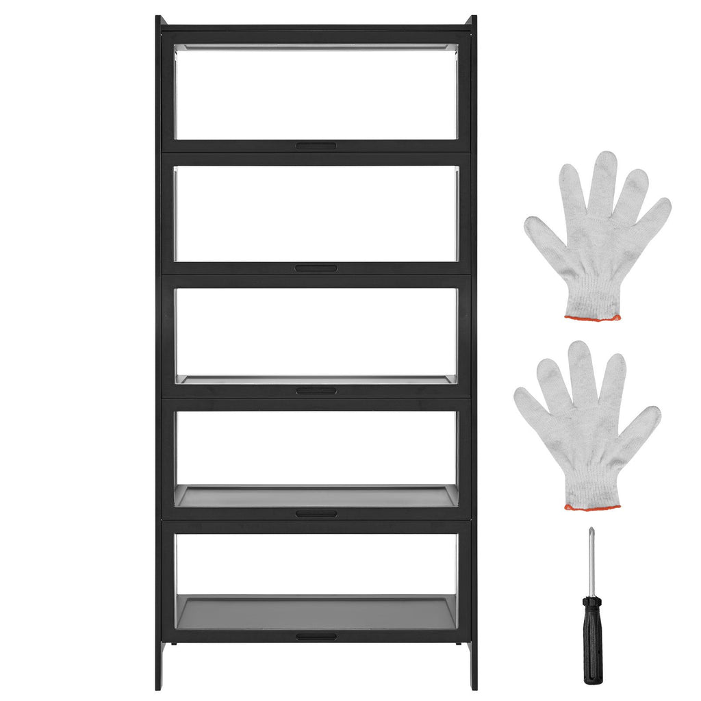 Display Cabinet with Acrylic Doors, 68 in Tall 5-Tier Curio Cabinet, Natural Wooden Fame, Collectibles Toy Organizers Rack & Display Case, Bookshelf for Home, Office, Playroom, Living Room