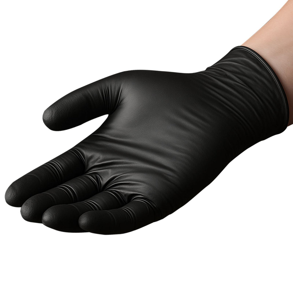 Disposable Gloves, 4.5 Mil Black Nitrile Gloves with Textured Fingertips, Latex & Powder-Free, Food-Grade, Puncture Resistance, Ideal for Medical Exams, Cooking and Cleaning, 100 Count, Medium