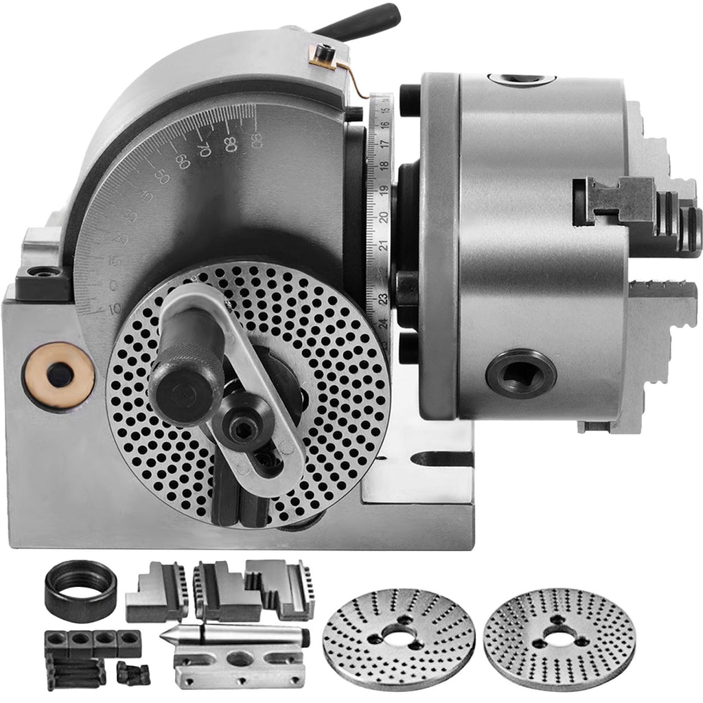 Dividing Head BS-0 5Inch 3 Jaw Chuck Dividing Head Set Precision Semi Universal Dividing Head for Milling Machine Rotary Table Tailstock Milling Set (5 Inch Chuck)