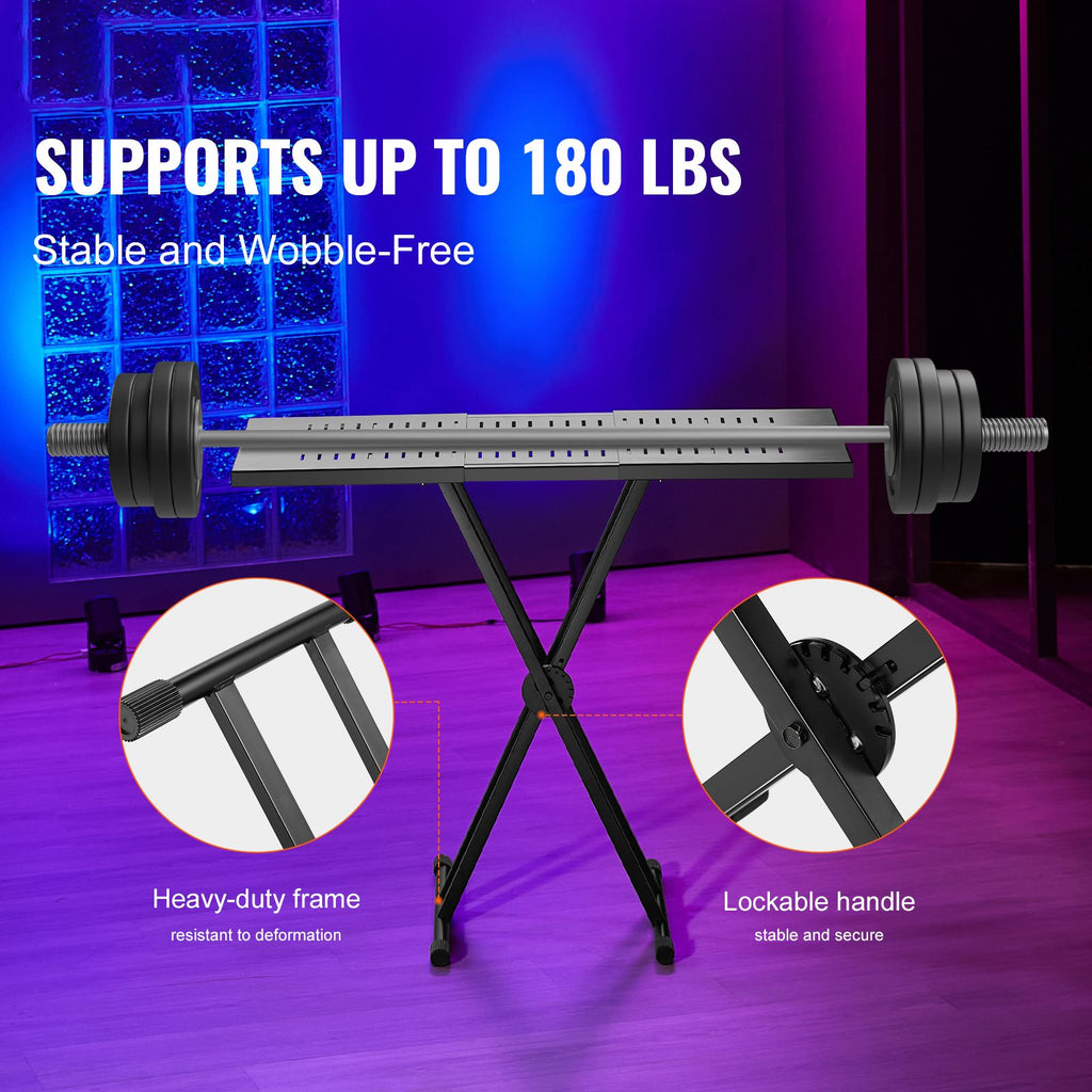 DJ Table Stand, (32"-43") x 18" Portable DJ Laptop and Controller Stand, Lightweight DJ Desk DJ Booth Adjustable Height DJ Stand, Foldable Double-X Keyboard Stand & Tabletop, Audio Mixer Stand image 2