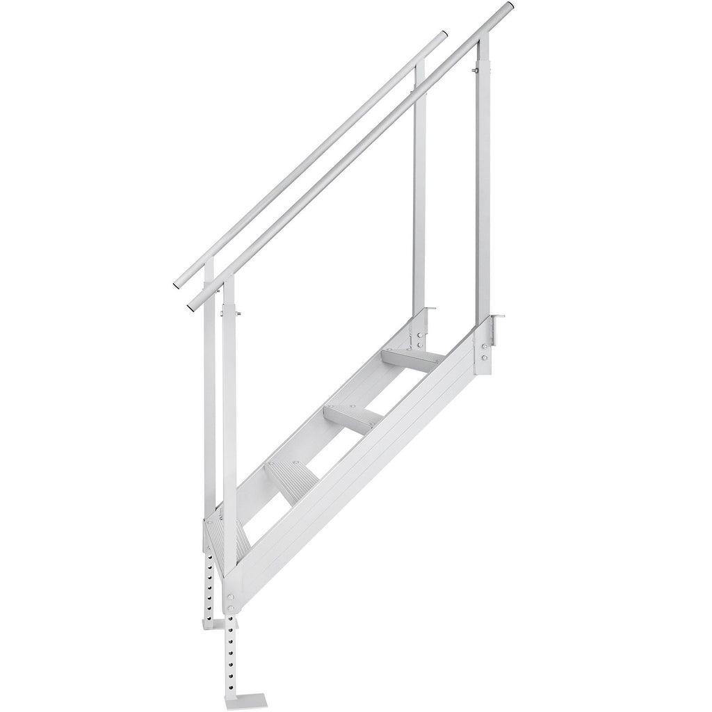 Dock Ladder 4 Step, Dock Stairs 30''-38'' Adjustable Height, 500 lbs Load Capacity, Aluminum Pontoon Boat Ladder with Dual Handrails & Nonslip Mat for Ship/Lake/Pool/Marine Boarding