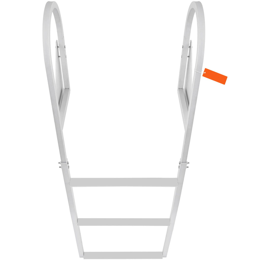 Dock Ladder, Flip-Up 3 Steps, 350 lbs Load Capacity, Aluminum Alloy Pontoon Boat Ladder with 2'' Wide Step & Nonslip Rubber Mat, Easy to Install for Ship/Lake/Pool/Marine Boarding