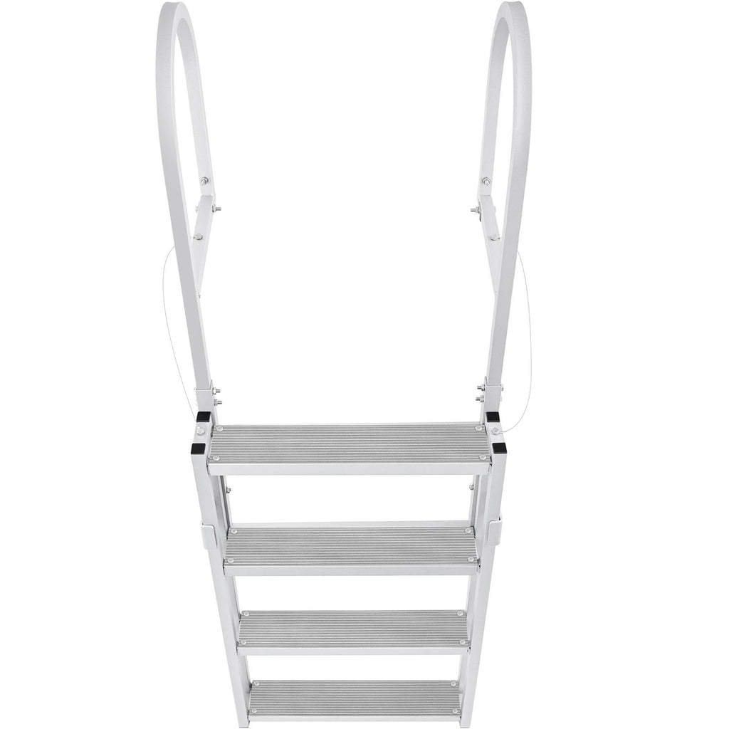 Dock Ladder, Retractable 4 Steps, 350 lbs Load Capacity, Aluminum Alloy Pontoon Boat Ladder with 55.1''-67.1'' Adjustable Height, 4'' Wide Step & Rubber Mat, for Ship/Lake/Pool/Marine Boarding
