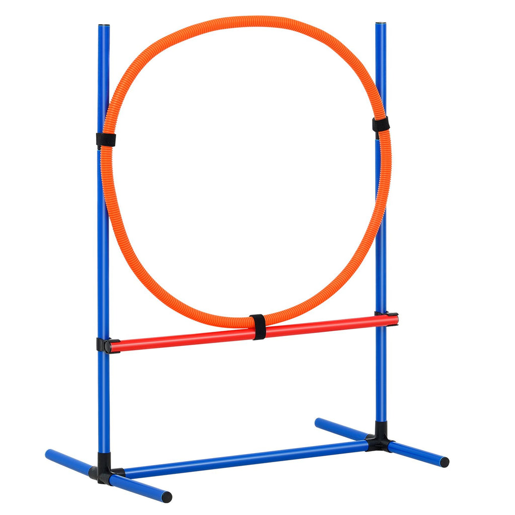Dog Agility Training Equipment, 4 PCS Set - Adjustable High Hurdles and Jump Ring, Puppy Obstacle Course Jump Starter Kit with Poles Storage Bag for Backyard, Indoor, Outdoor