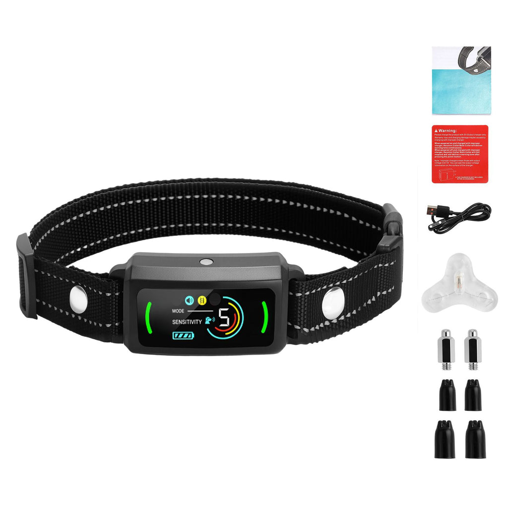 Dog Bark Collar, Smart Bark Collar for Large Medium Small Dogs, IP67 Waterproof Rechargeable Anti-Bark Collars for Dogs, Dog Anti-Barking Device, 6 Adjustable Sensitivity Beep Vibration (Black)