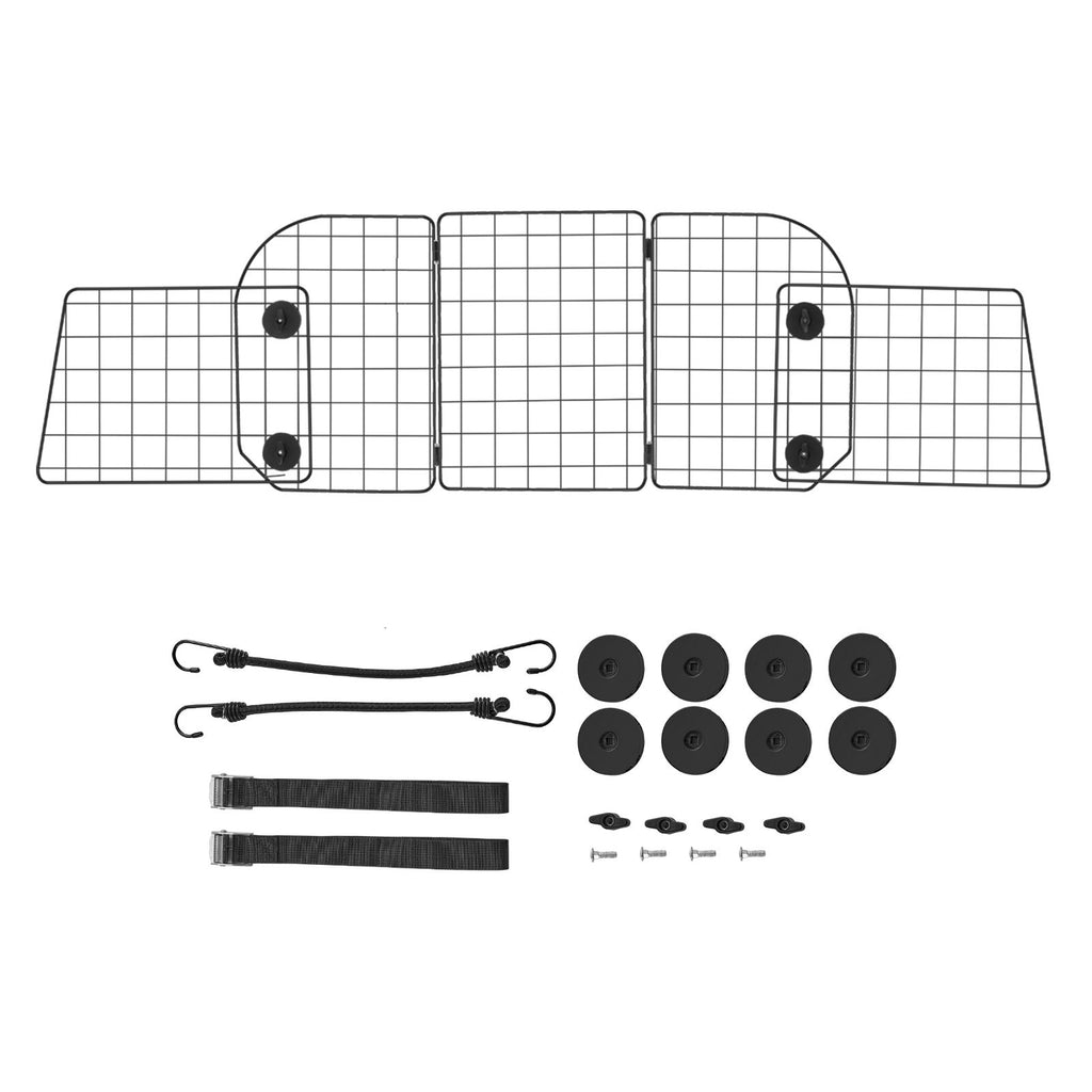 Dog Car Barrier, 36.6"-60" Adjustable Car Divider for Trunk Cargo Area, Universal-Fit Back Seat Heavy-Duty Wire Mesh Dogs Separator Guard Net, Vehicle Pet Barrier for Sedans, Trucks and SUVs