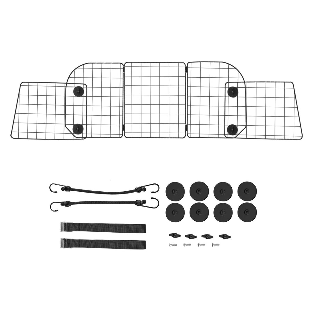 Dog Car Barrier, 38.5"-61.6" Adjustable Car Divider for Trunk Cargo Area, Universal-Fit Back Seat Heavy-Duty Wire Mesh Dogs Separator Guard Net, Vehicle Pet Barrier for Sedans, Trucks and SUVs