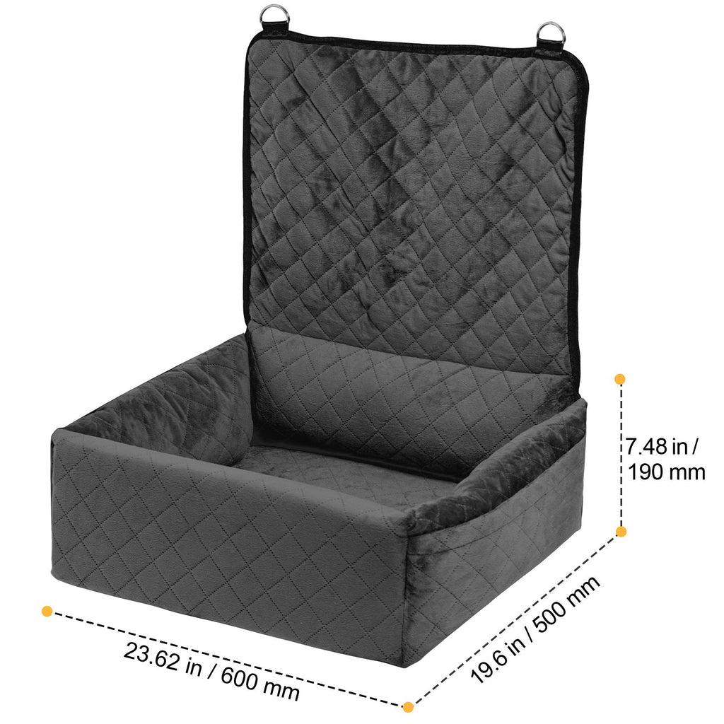 Dog Car Seat, Dog Booster Seat for Car with A Storage Pocket, Clip-On Safety Leash, Sponge and PP Cotton Filling, Dog Car Bed for Small & Medium Dog up to 40lbs, Black