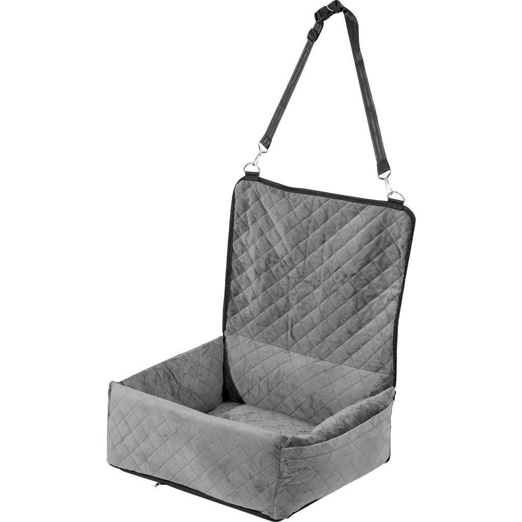 Dog Car Seat, Dog Booster Seat for Car with A Storage Pocket, Clip-On Safety Leash, Sponge and PP Cotton Filling, Dog Car Bed for Small & Medium Dog up to 40lbs, Gray